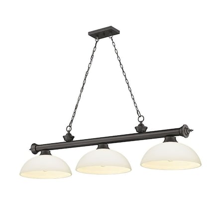 Z-Lite Cordon 3 Light Billiard, Bronze & Matte Opal 2306-3BRZ-DMO14